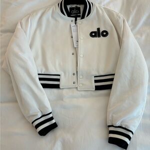 Alo White and Black Varsity Jacket